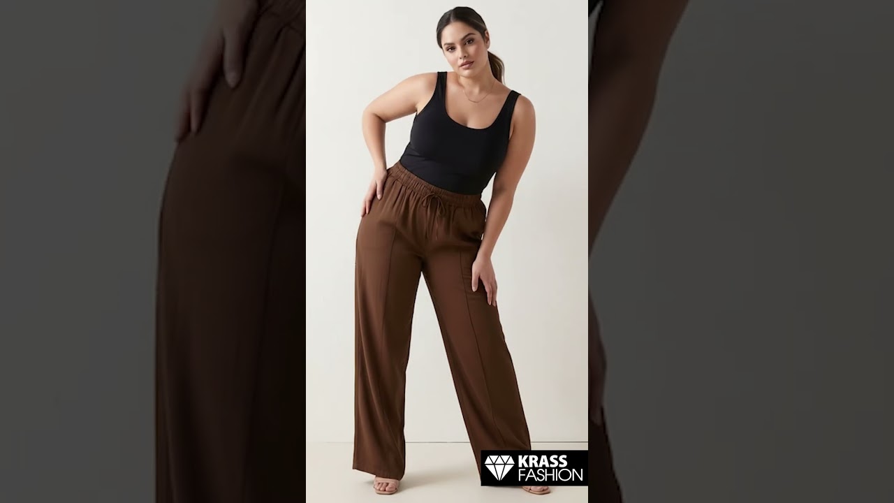 Pantalon din material ușor și vaporos în culoare maro
