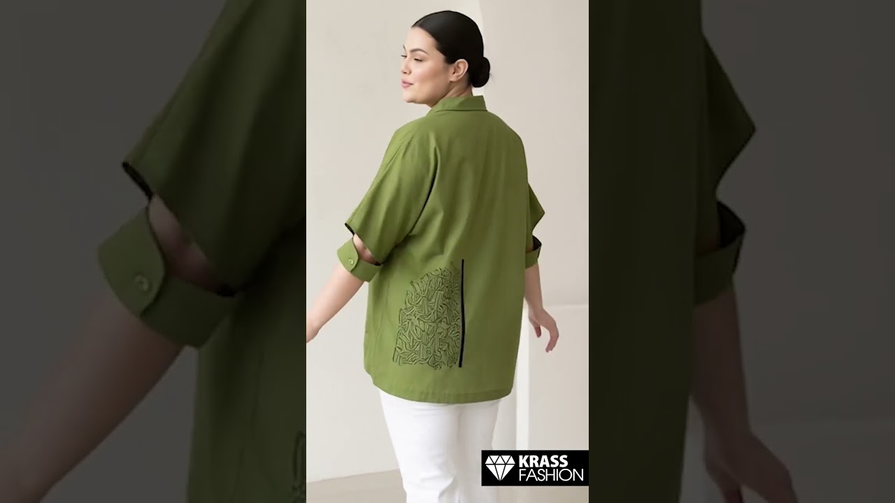 Bluză verde olive cu guler și mâneci decorative mărimi mari