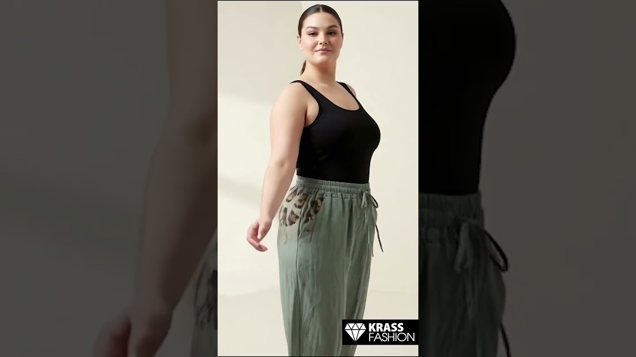 Pantaloni din in culoare salvie croială lejeră cu accent animalier
