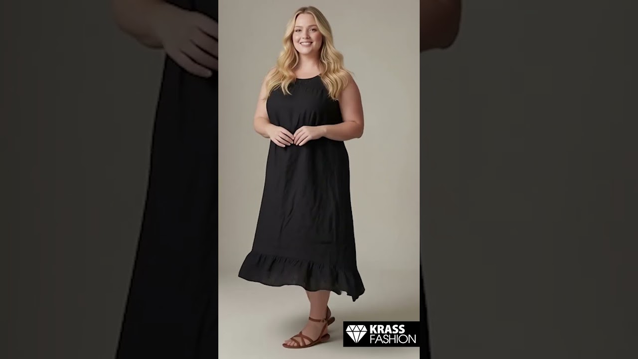 Rochie de vară evazată neagră din in mărimi mari