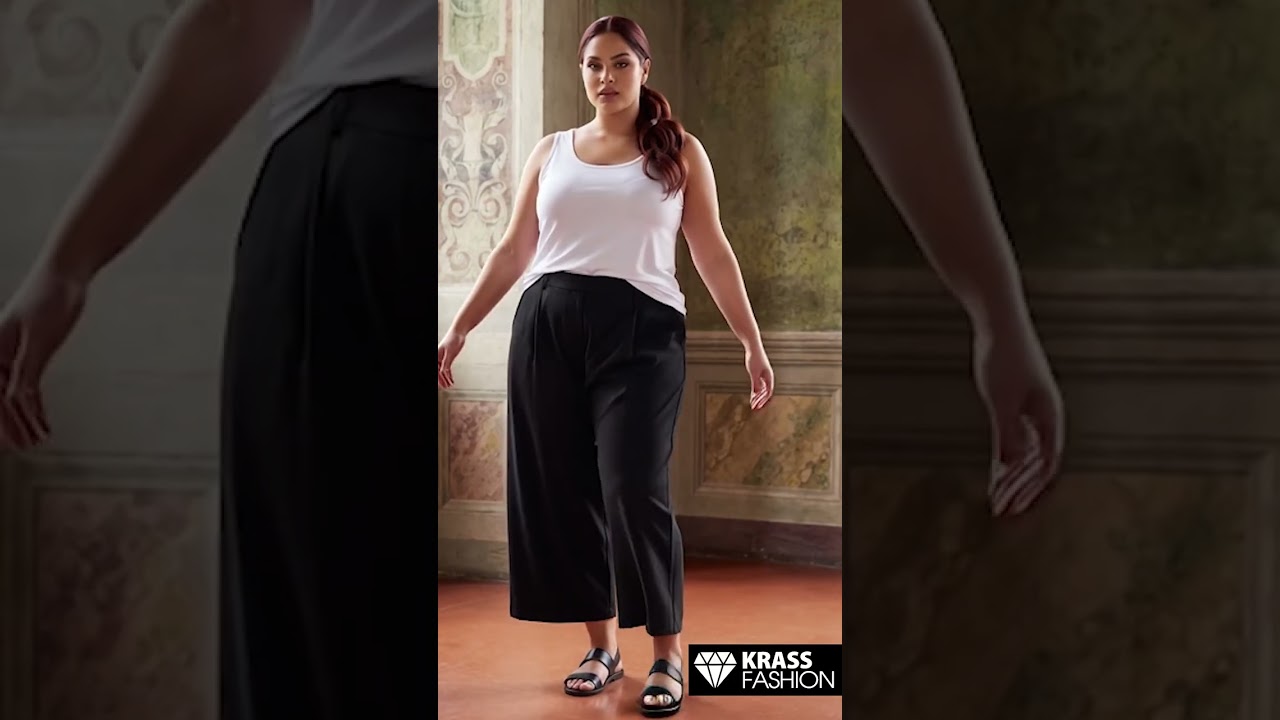 Pantaloni largi 7/8 culoare neagră cu elastic în talie