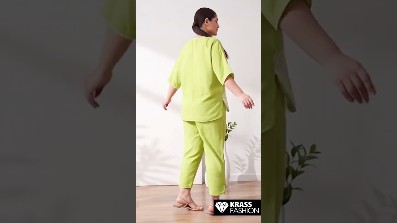 Set maxi din bumbac cu dungi și pantaloni largi culoare lime