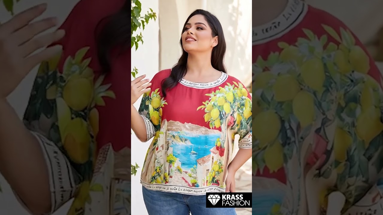 Bluză satinată cu imprimeu fresh de vară culoare roșie