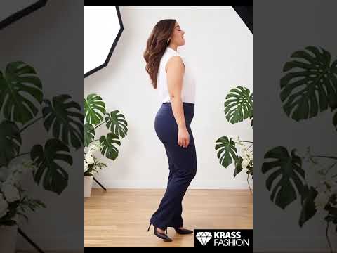 Pantalon elastic bleumarin cu material 3D mărimi mari