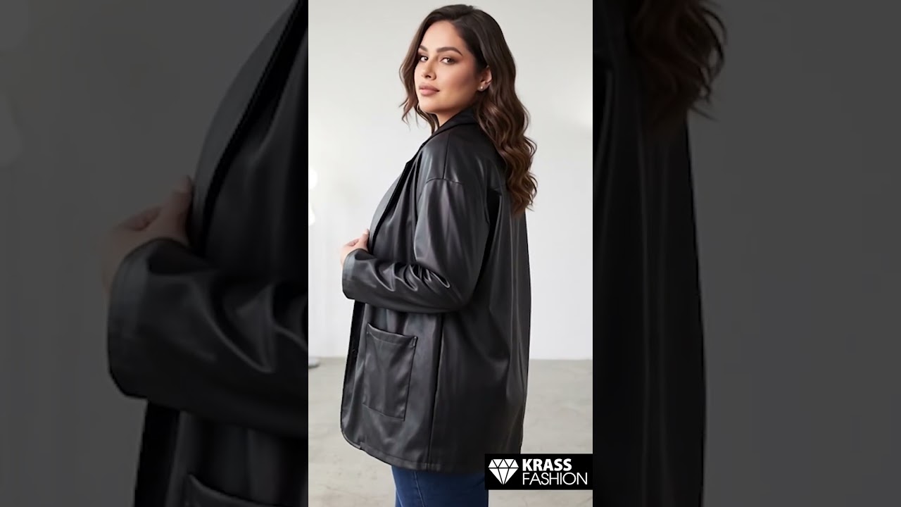 Sacou elegant din piele ecologică neagră fără închidere
