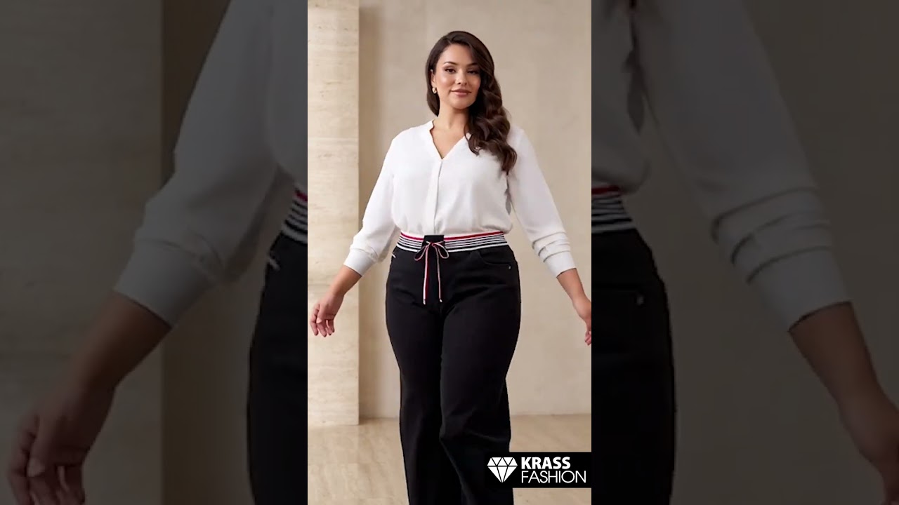 Pantaloni negri elastici din denim cu croială largă – mărimi mari