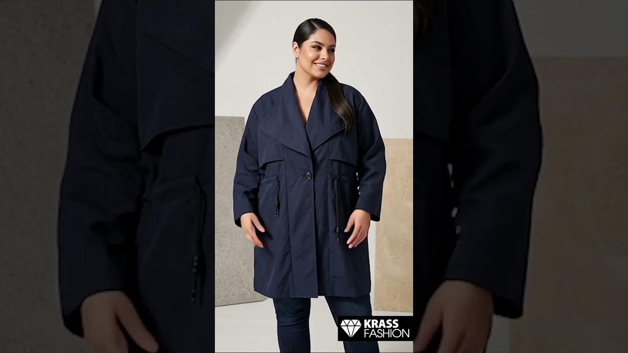 Parka elegantă de toamnă bleumarin cu căptușeală