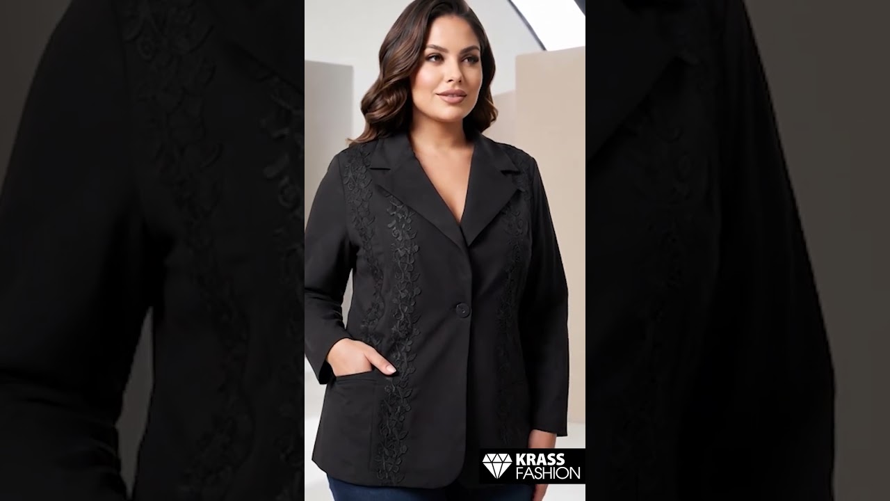 Sacou negru cu detalii elegante și broderie maro