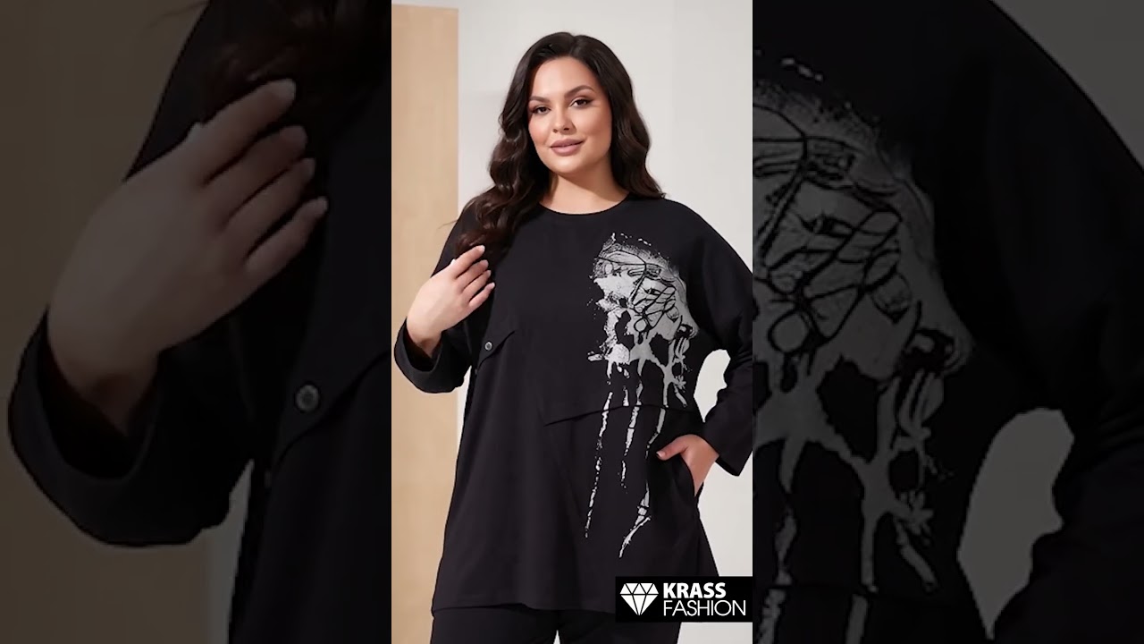 Compleu maxi lejer negru cu tunică și pantaloni