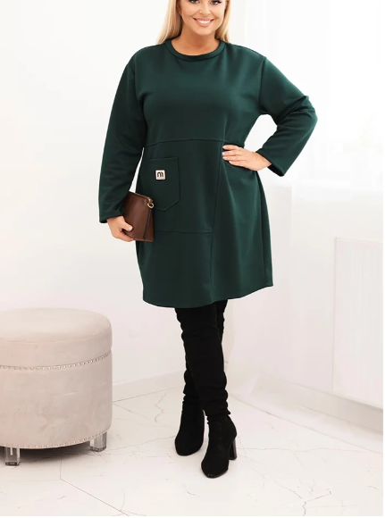 Tunică lungă model sport-elegant culoare verde