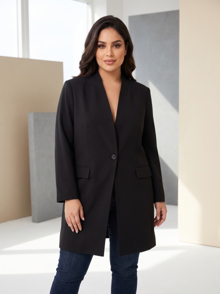 Sacou negru elegant cu croială cambrată