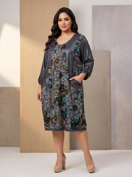 Rochie maxi deosebită cu detaliu din material lucios