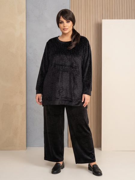 Set elegant din catifea neagră în mărimi mari