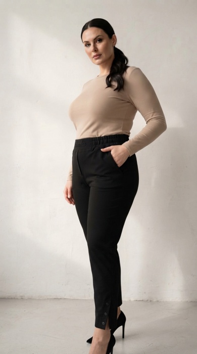 Pantaloni maxi din țesătură Punto Milano cu talie elastică