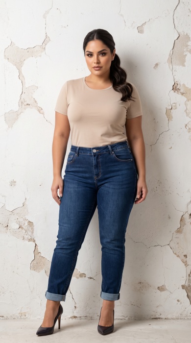 Blugi maxi din denim bleumarin cu material elastic
