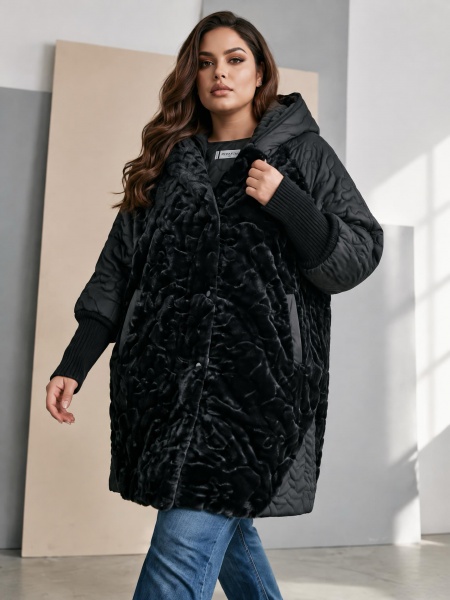 Geacă de iarnă designer cu detalii pufoase