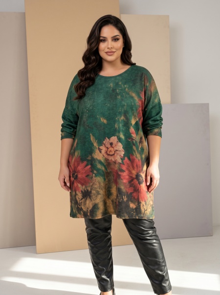Tunică maxi lungă cu împrimeu floral romantic