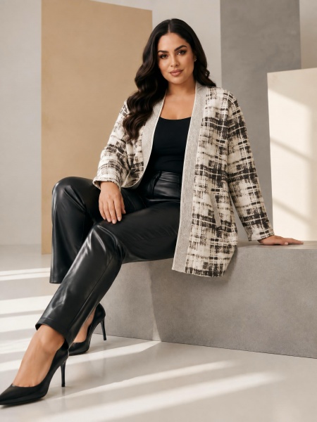 Cardigan gros din jacquard cu strălucire delicată