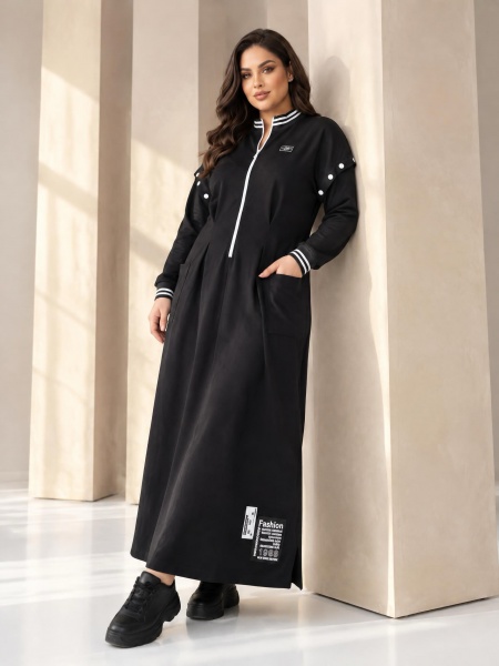Rochie lungă din bumbac în stil sport-elegant