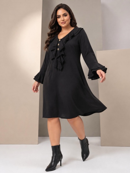 Rochie elegantă de ocazie cu volane frumoase model PLUS SIZE