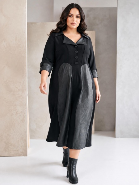 Rochie maxi cu accentе din material impermeabil