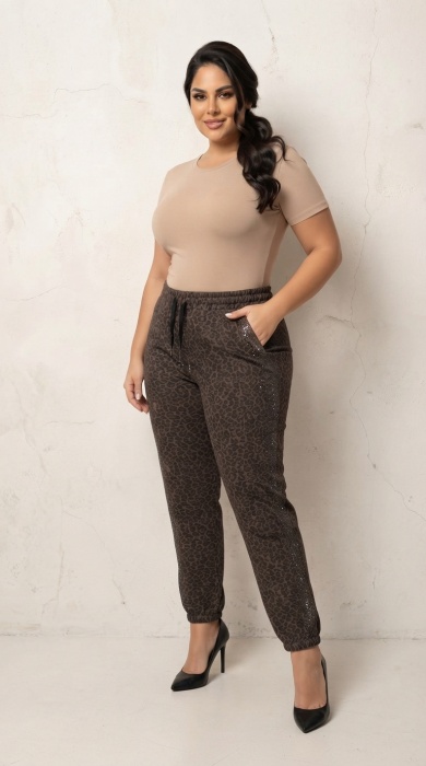 Pantaloni maxi eleganți cu împrimeu animalier modern
