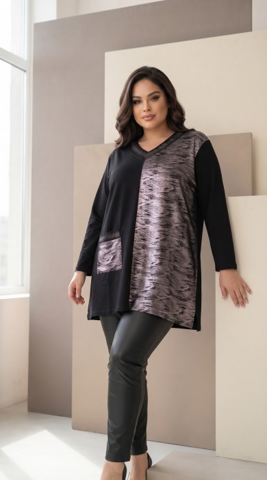Tunică elegantă cu material impermeabil argintiu și pietricele