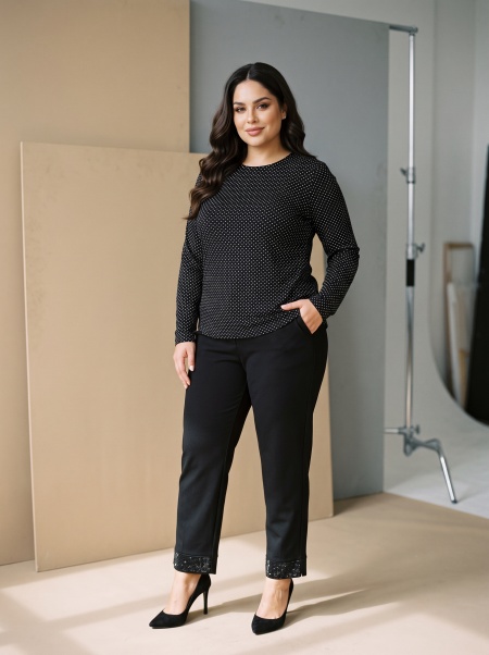Pantaloni maxi negri eleganți cu pietricele